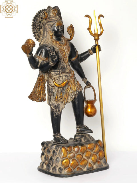 26" Standing Four Armed Blessing Lord Shiva Brass Statue