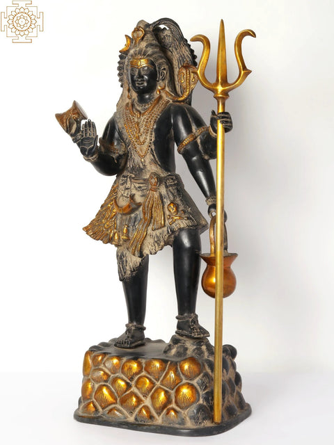 26" Standing Four Armed Blessing Lord Shiva Brass Statue