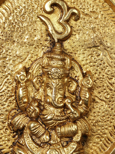 8" Brass Lord Ganesha Wall Hanging Plate