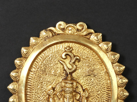 8" Brass Lord Ganesha Wall Hanging Plate