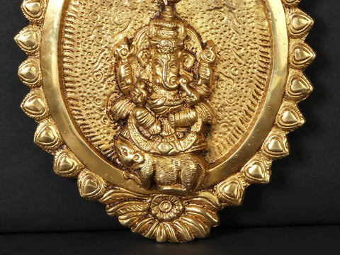 8" Brass Lord Ganesha Wall Hanging Plate