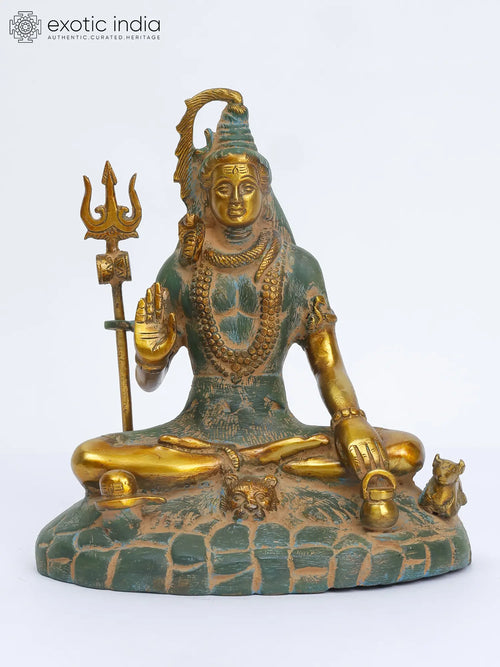 9" Blessing Lord Shiva Handmade Brass Statue