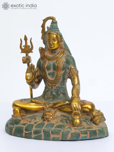 9" Blessing Lord Shiva Brass Statue