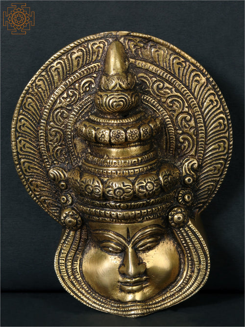 5" Small Kathakali Face Brass Wall Hanging for Home Decor