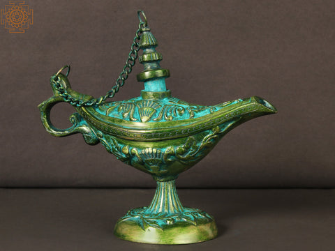 9" Aladin Magic Chiraag in Brass | Home Decor