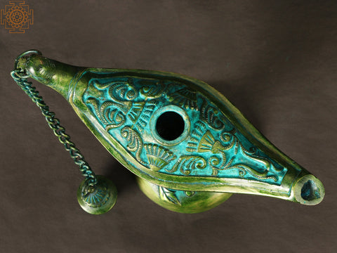 9" Aladin Magic Chiraag in Brass | Home Decor