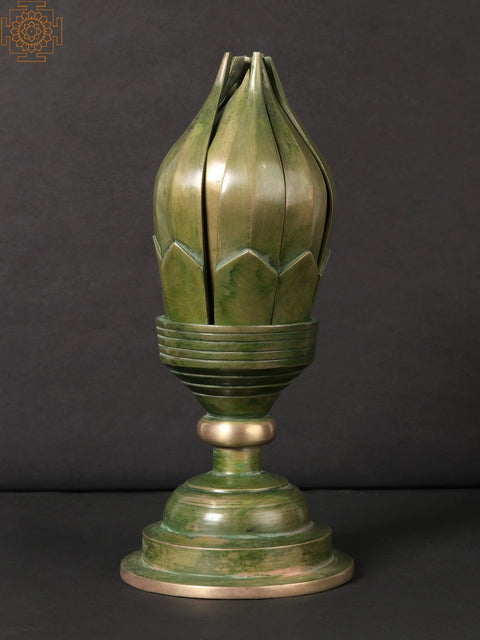 13" Blessing Lord Shiva Brass Statue Inside The Collapsible Lotus