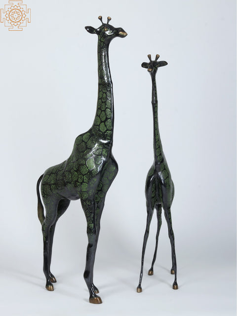 46" Pair of Giraffe Brass Statue