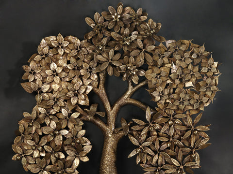 48" Large Five Different Leaves Design Tree of Life in Brass | Wall Mounted