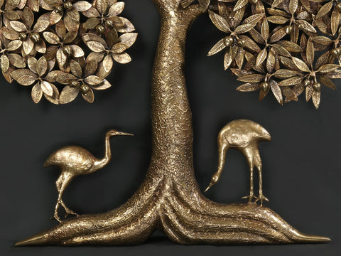 48" Large Five Different Leaves Design Tree of Life in Brass | Wall Mounted