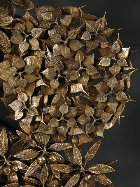 48" Large Five Different Leaves Design Tree of Life in Brass | Wall Mounted