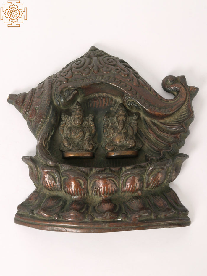 8" Brass Lakshmi Ganesha Wall Hanging Statue for Home Pooja