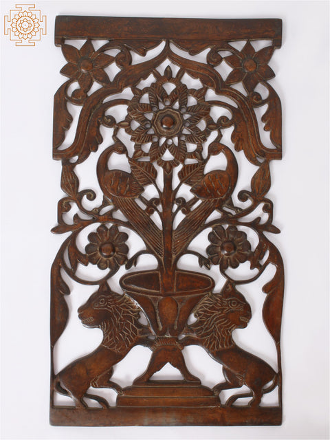 14" Brass Flower Design Wall Decor | Wall Hanging