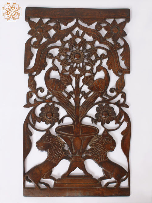 14" Brass Flower Design Wall Hanging for Home Decor