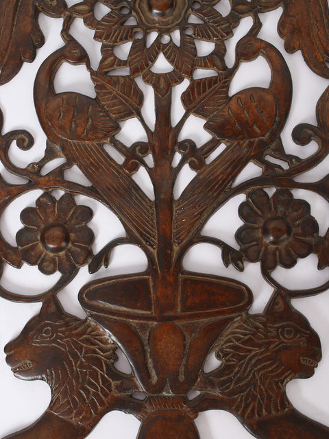 14" Brass Flower Design Wall Decor | Wall Hanging
