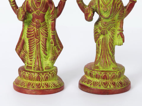 8" Brass Lord Vishnu with Goddess Lakshmi Statue