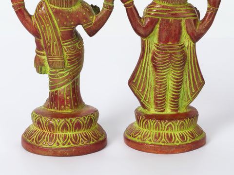 8" Brass Lord Vishnu with Goddess Lakshmi Statue