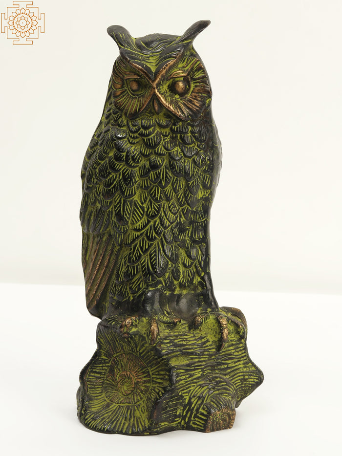 10" Brass Decorative Owl Statue for Home Decor