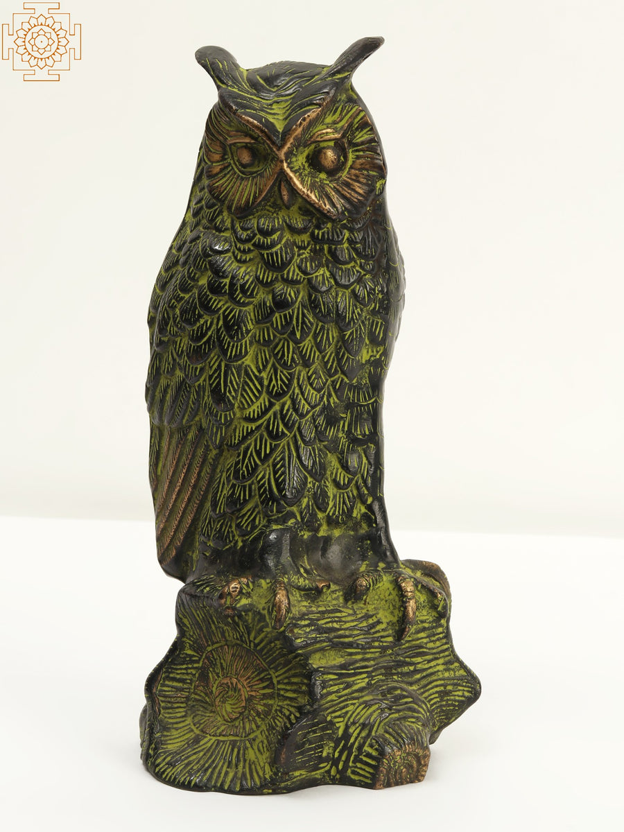 10" Brass Decorative Owl Statue for Home Decor