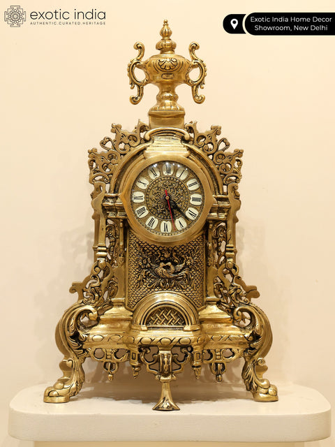 23" Designer Tabletop Brass Clock | Made in India