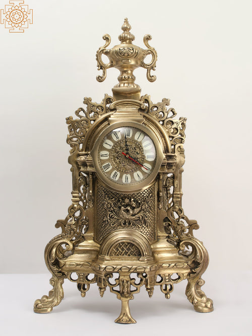 23" Designer Brass Tabletop Clock for Home Decor