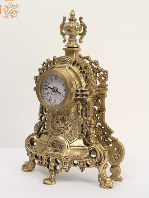 14" Tabletop Brass Clock with Roman Counting | Made In India