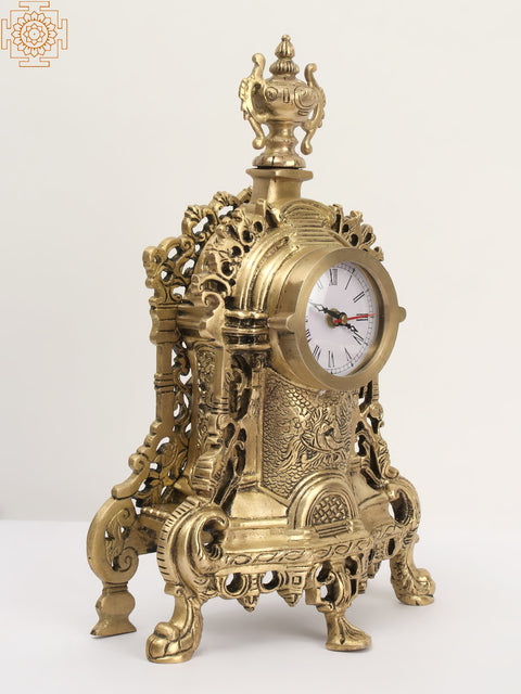 14" Tabletop Brass Clock with Roman Counting | Made In India