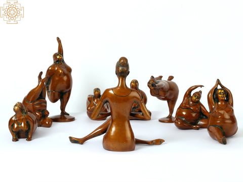 14" Brass Yoga Ladies | Home Decor