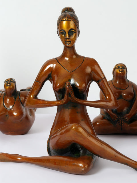 14" Brass Yoga Ladies | Home Decor
