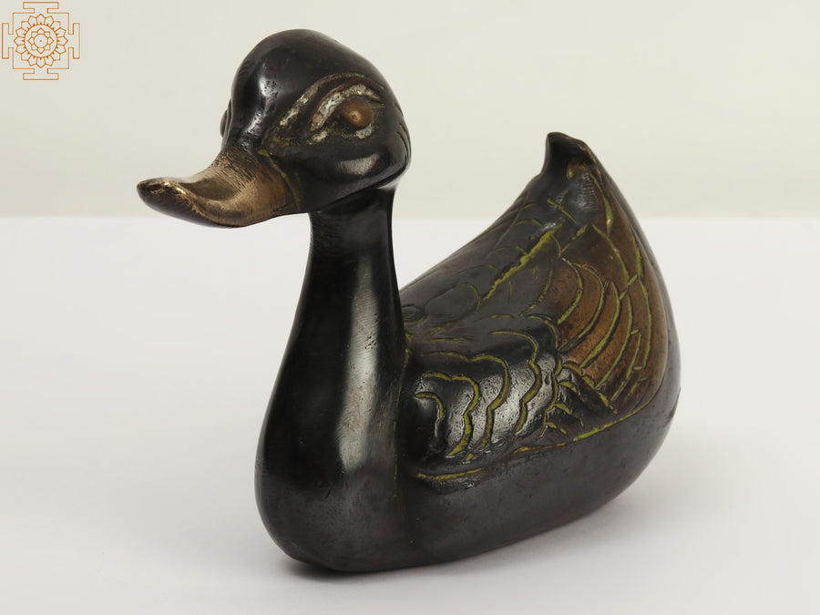 6" Small Brass Duck Statue Home Decor