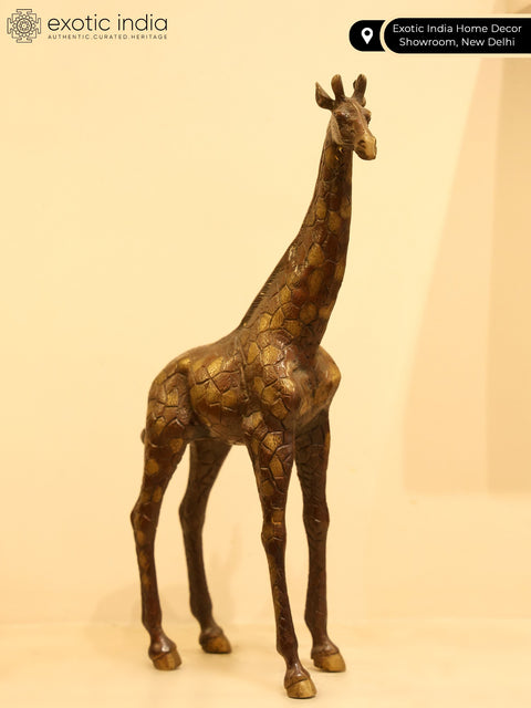 13" Brass Decorative Giraffe Statue | Home Decor