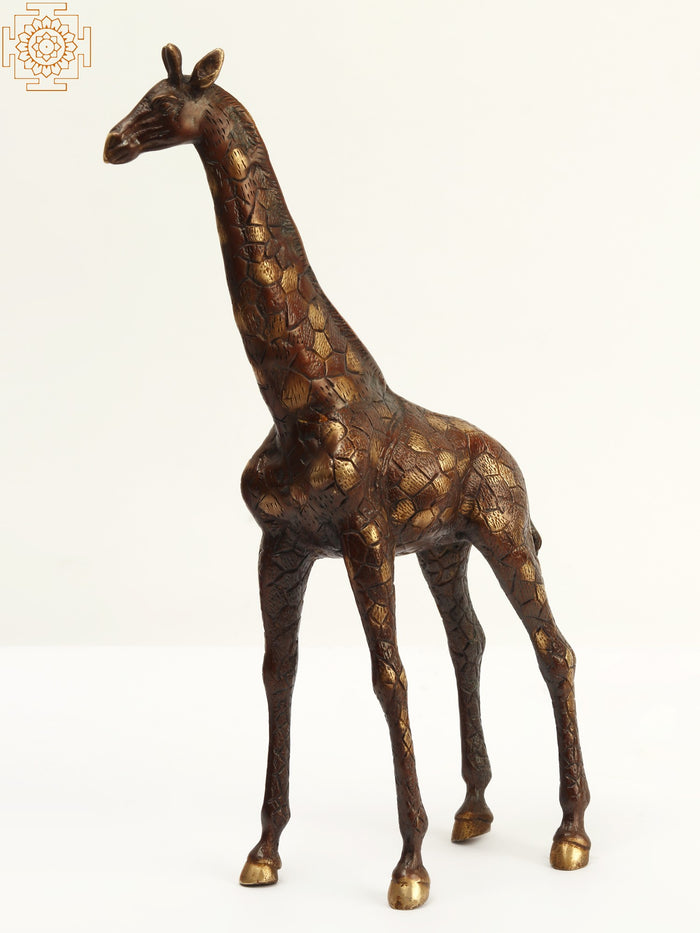 13" Brass Giraffe Statue for Home Decor