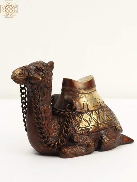7" Brass Sitting Camel Statue | Home Decor