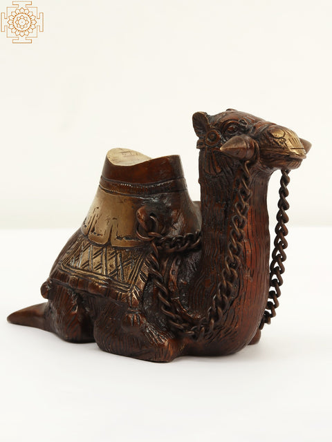 7" Brass Sitting Camel Statue | Home Decor