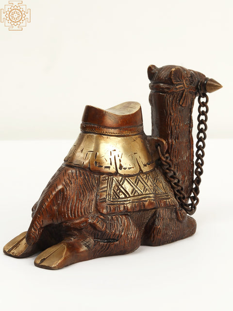 7" Brass Sitting Camel Statue | Home Decor