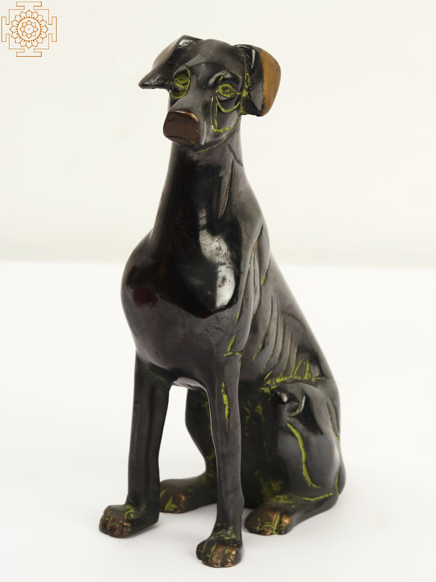 7" Brass Dog Statue for Home Decor