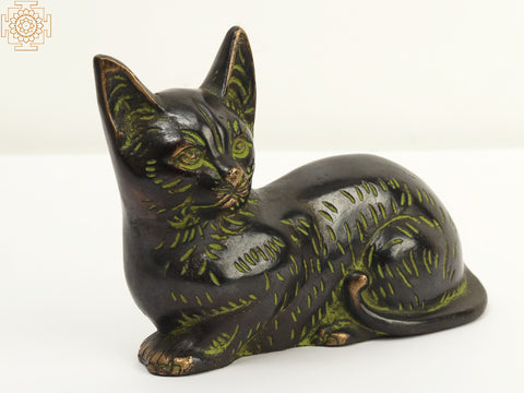 6" Small Brass Beautiful Cat | Home Decor