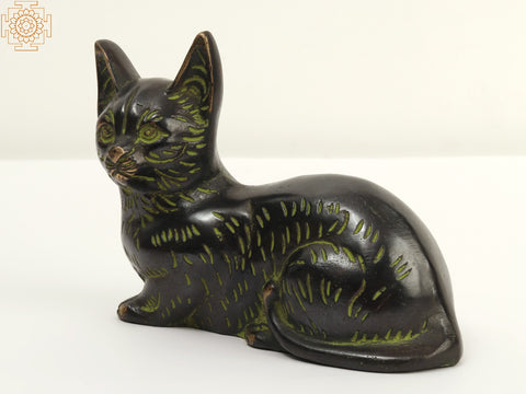 6" Small Brass Beautiful Cat | Home Decor