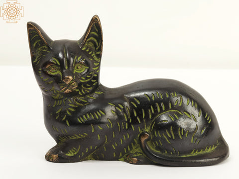6" Small Brass Beautiful Cat | Home Decor