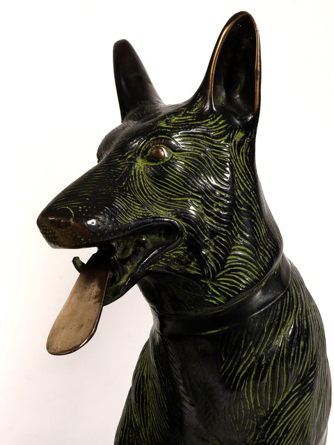 21" Pair of German Shepherd Dog Brass Statue