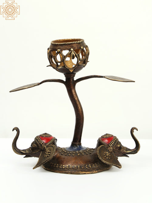 11" Brass Elephant Designer Lamp for Home Decor