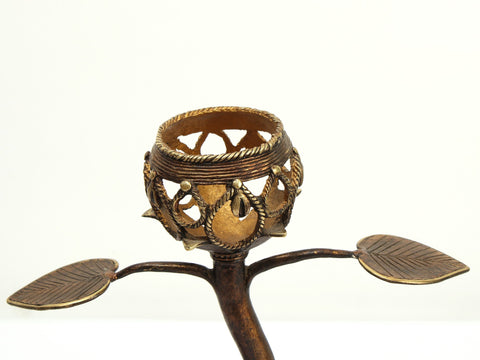 11" Designer Lamp with Elephnats in Brass