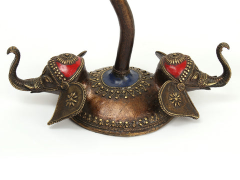 11" Designer Lamp with Elephnats in Brass
