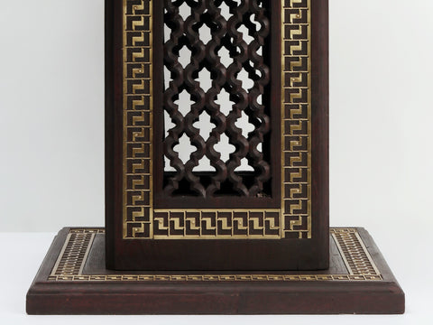 18" Wooden Designer Pedestal/Chowki with Dangling Ghungroos in Brass