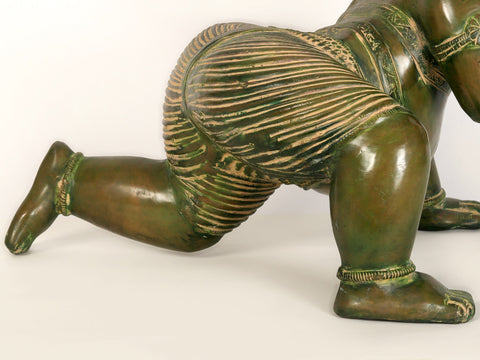 25" Crawling Baby Ganesha Idol in Brass