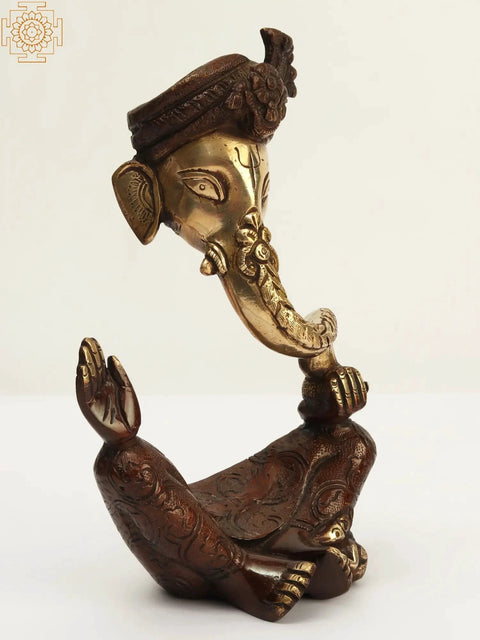 10" Brass Decorative Pagdi Ganesha | Home DŽcor