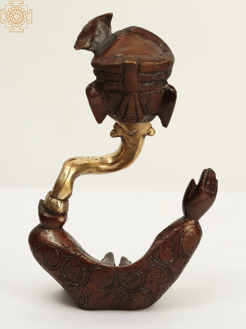 10" Brass Decorative Pagdi Ganesha | Home Décor