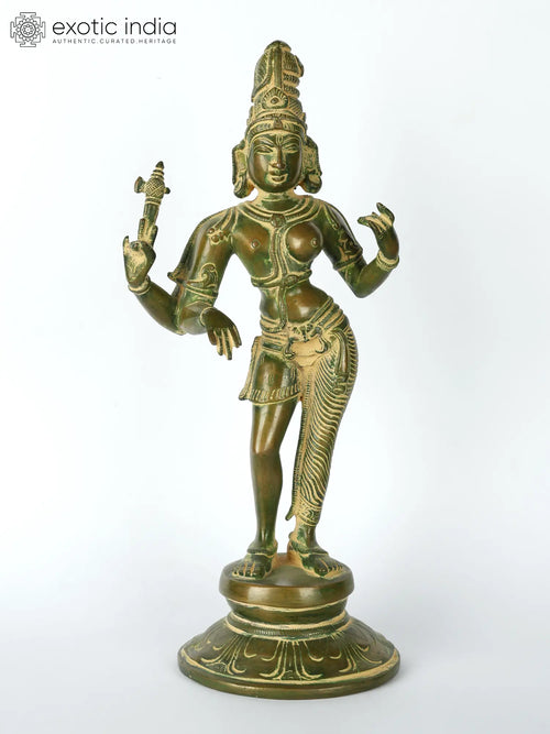 11" Ardhanarishvara Shiva Shakti Brass Statue Handmade