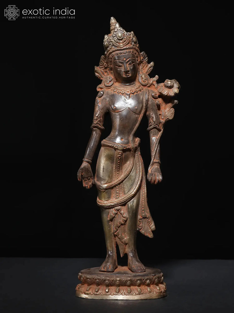 11" Padmapani Avalokiteshvara Handmade Brass Idol
