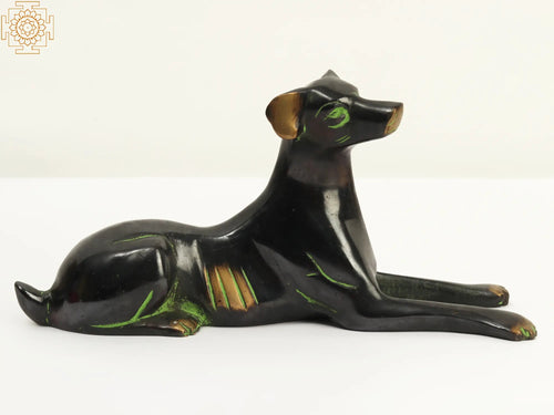 9" Brass Dog Statue for Home Decor